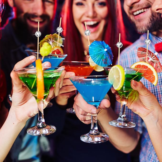 100 Pcs 4.7" Disco Ball Cocktail Picks, Fancy Toothpicks Appetizer Skewers | - Image 3