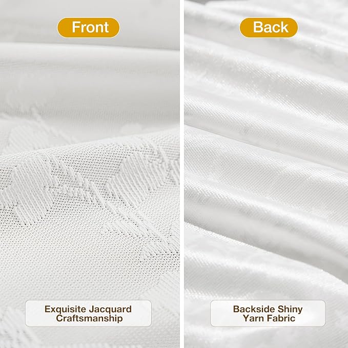 Anmao White Semi Sheer Light Filtering Curtains 96 Inches Long 2 Panels - Image 3