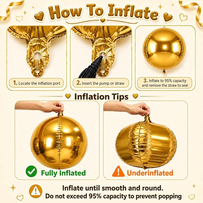 Gold Round Foil Balloons with Satin Bows and Ribbon - Image 4