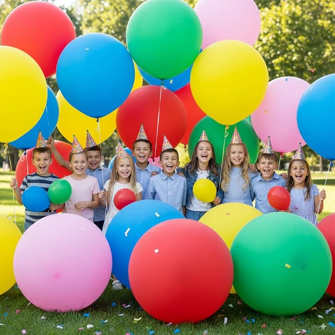 36 Inch Giant Latex Balloons Set 9 Pcs Multi-Color Big Balloons - Image 6