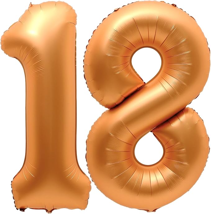 18 Balloon Number, 40 Inch Orange Foil Balloons Giant Jumbo Helium Number 18 by VHUWE