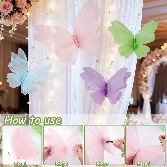 SUNBEAUTY Butterfly Party Decorations, 3D Butterflies, Water Proof Wedding Decor - Image 4