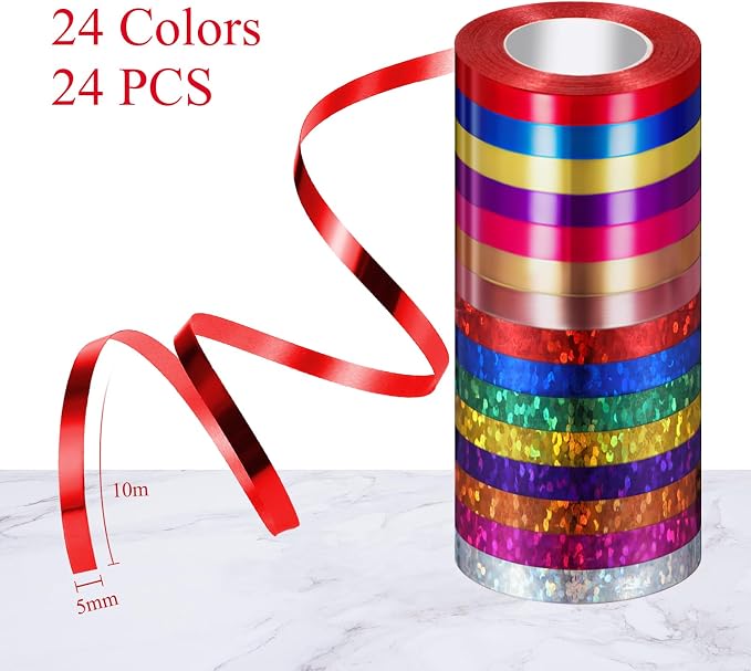 30 Rolls Curling Ribbons 1/5" Wide x 11 Yards 330 Yards Shiny Plastic Balloon - Image 3