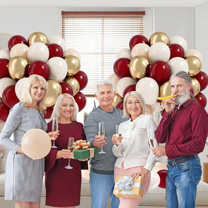 60pcs Maroon and Gold Balloons - Image 5