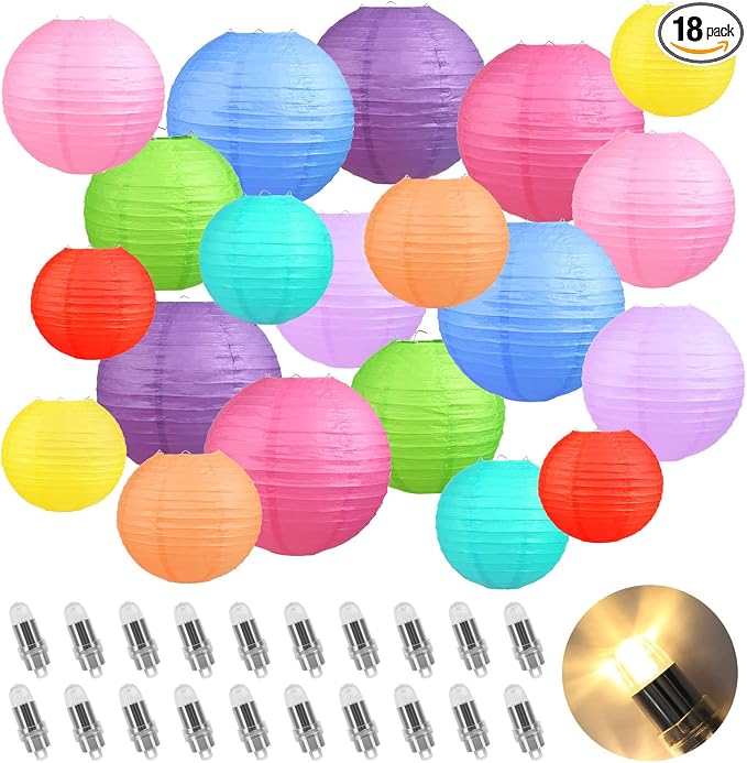 LIHAO 20PCS Colorful Paper Lanterns by LIHAO