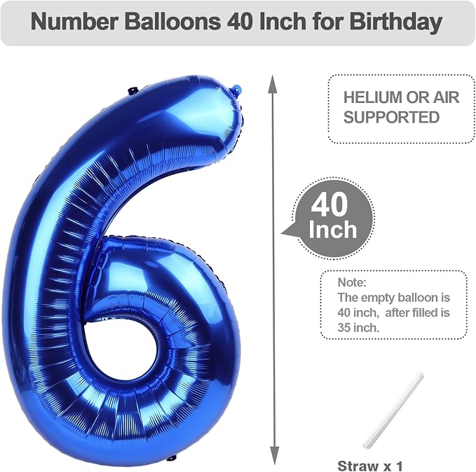 Blue Birthday Balloons for Men 5 Number Balloons 40 Inch | Mix & Match Numbers - Image 5