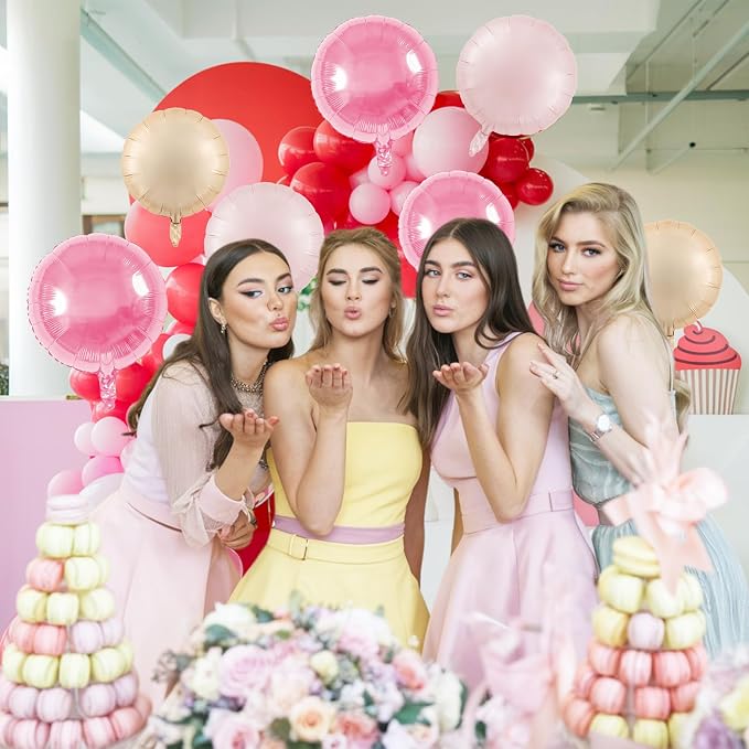 20PCS 18 Inch Round Foil Balloon, Retro Light Pink Cream White Round Shaped - Image 7