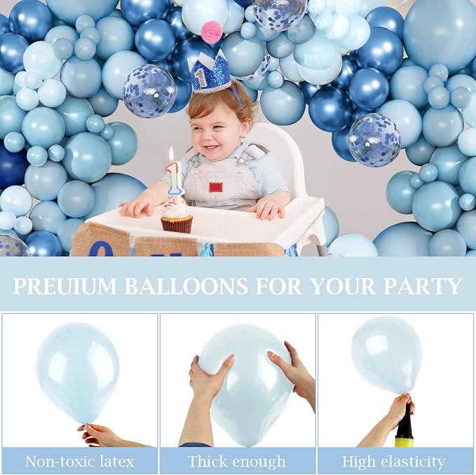 168pcs Blue Balloon Garland Arch Kit Different Sizes | 18 12 10 5 inch Latex / - Image 4
