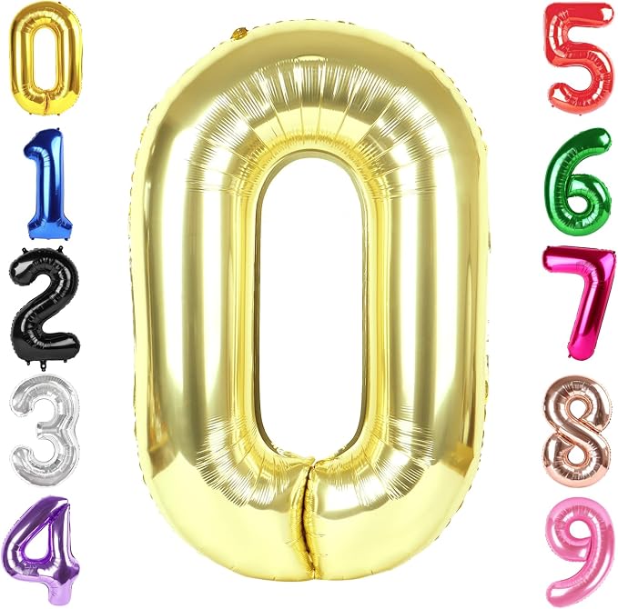 40 Inch Light Gold Number 0 Balloon, Champagne Birthday Party Decorations | 40 by Hadoife