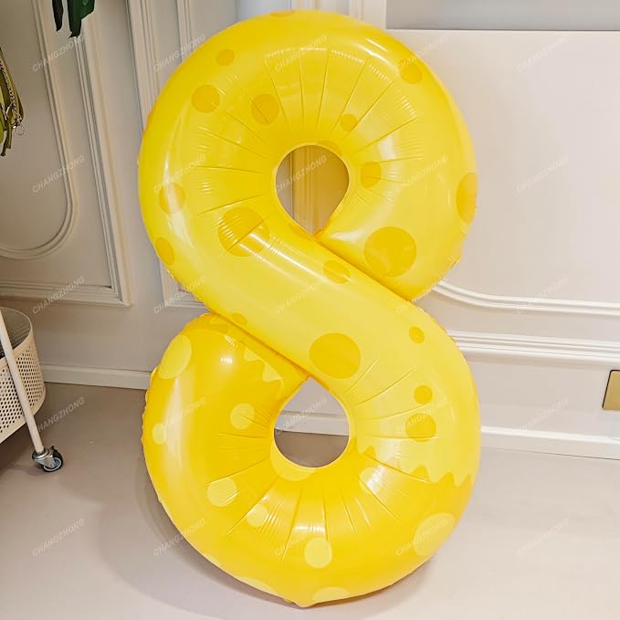 40in Yellow Polka Dot Number 8 Helium Foil Polyester Film Balloon Digital 8 | - Image 4