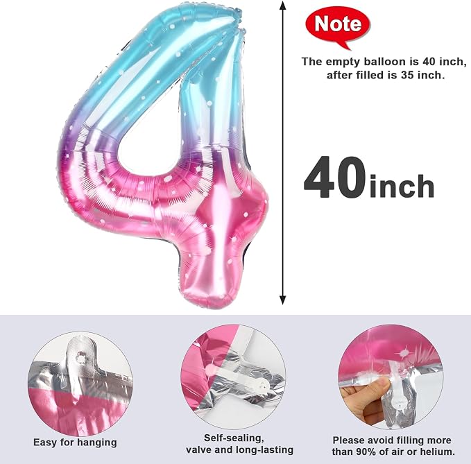 Number 4 Balloon 40 Inch for 4 14 Birthday Decorations, - Image 5