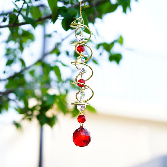 20.5in Crystal Gazing Ball Wind Spinner Suncatcher Garden Decor | Crystal - Image 7