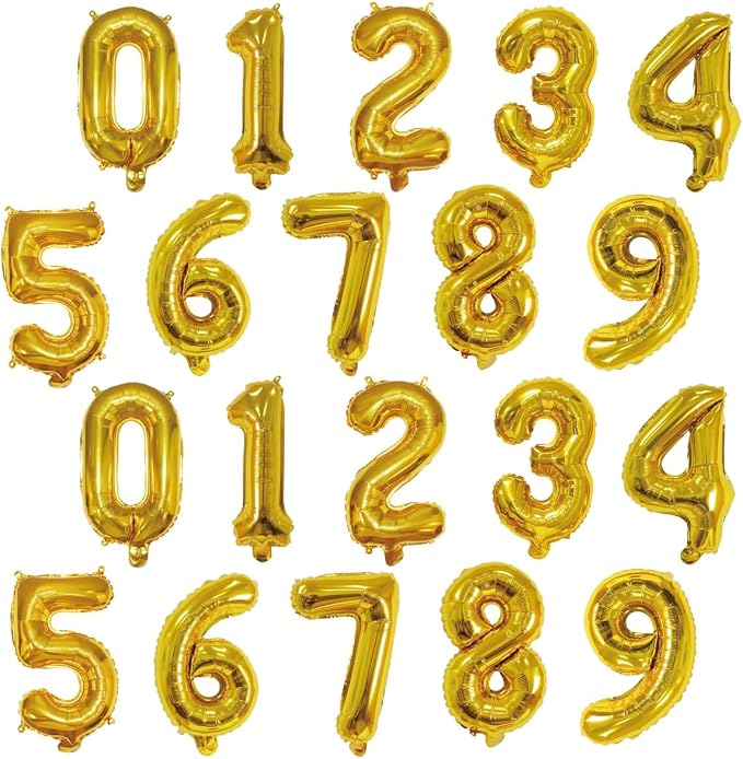 20 Pieces Foil Mylar Number Balloons 0 to 9 Set by YPSelected