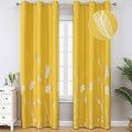 Yellow Blackout Curtains for Living Room, Room Darkening Silver Palm Tree by ESTELARTEXTILER
