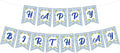 Lemon Happy Birthday Banner Blue Tiles Lemon Party Banner Triangle Flags Sign by Adecortalk