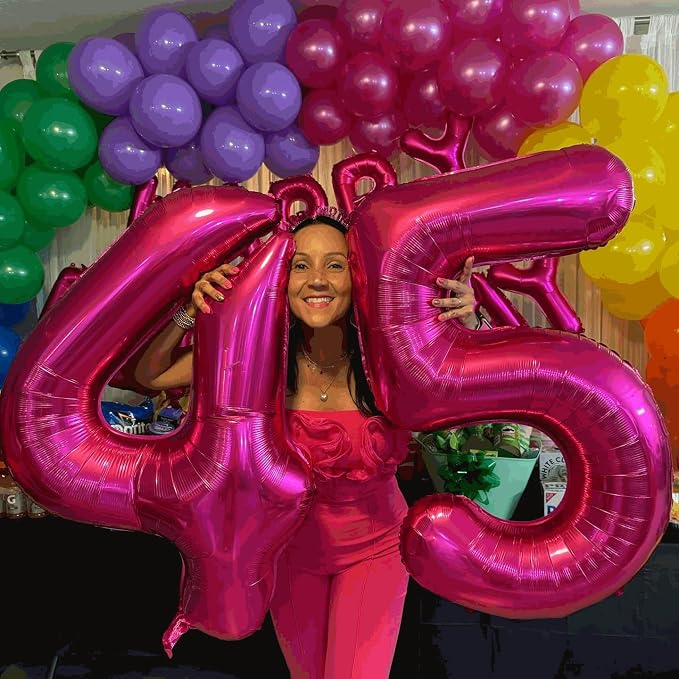 19 Balloon - Hot Pink Birthday Number Balloons, 40 Inch Party Decorations | Hot - Image 3