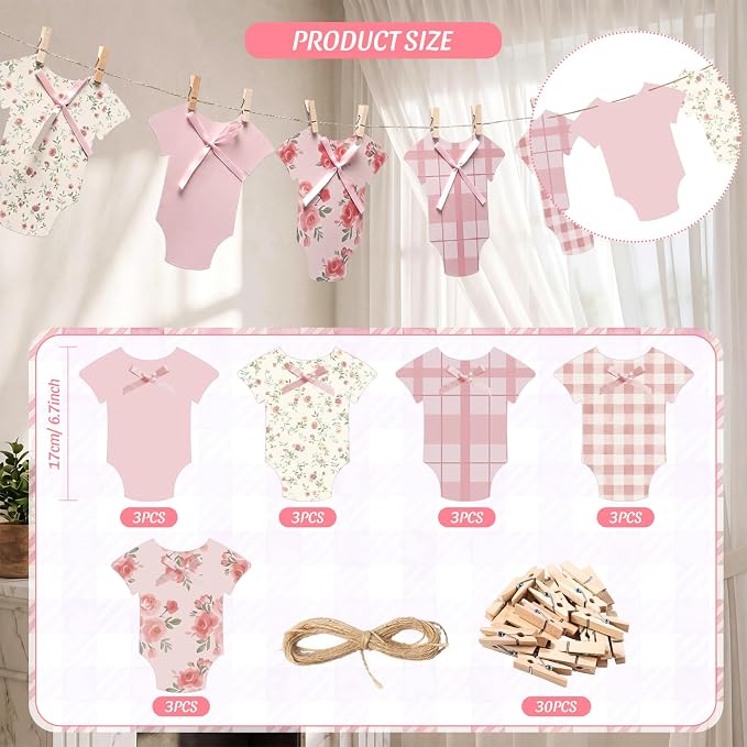 Frienda Baby in Bloom Paper Banner Baby Shower Pink Paper Bodysuit Dress - Image 2
