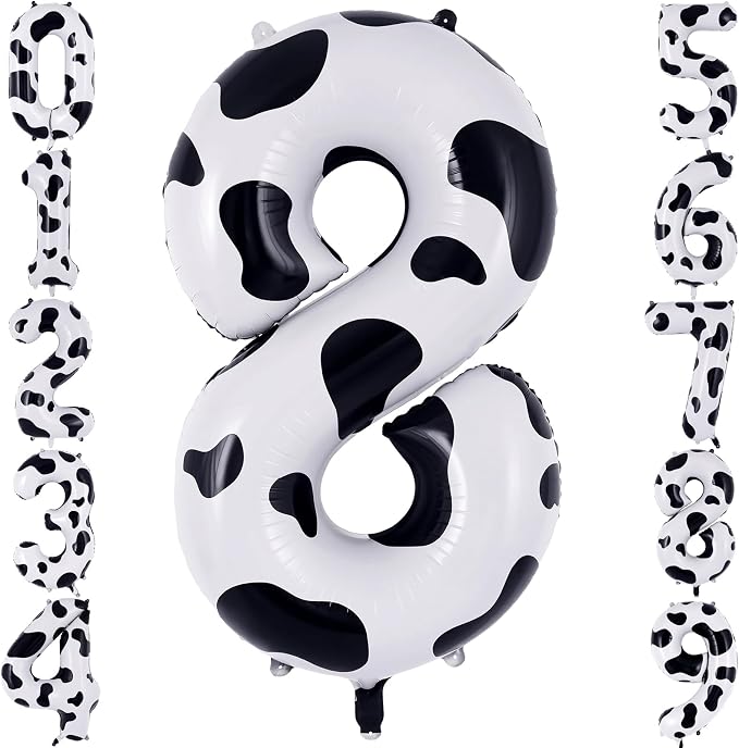 40" Cow Print Foil Number 8 Balloon by TNCDJKPA