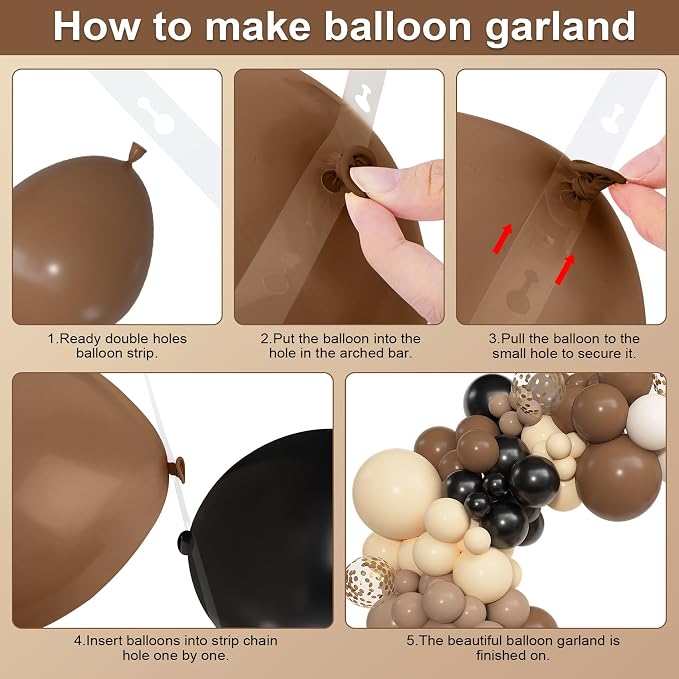 Amandir 153pcs Black Brown Nude Balloon Garland Arch Kit Different Sizes | 18 - Image 3
