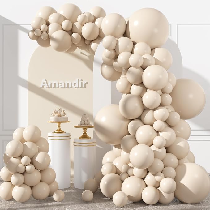 Amandir 153pcs White Sand Balloons Arch Garland Kit Different Sizes | 18 12 10 by Amandir