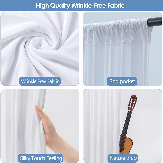 10x10ft Wrinkle Free White Backdrop Curtain - Image 3