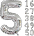 40 inch Silver Number Balloon Giant Foil Helium Balloons Silver Number 5 Balloon by Yeodong