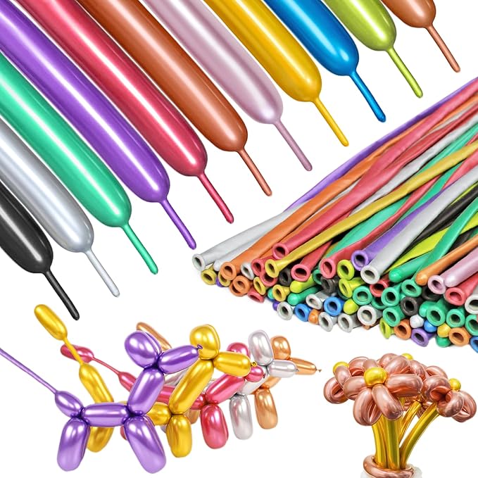 Metallic Multi Long Balloons Premium 260 Twisting Animals Magic Balloons by ZBYDNG