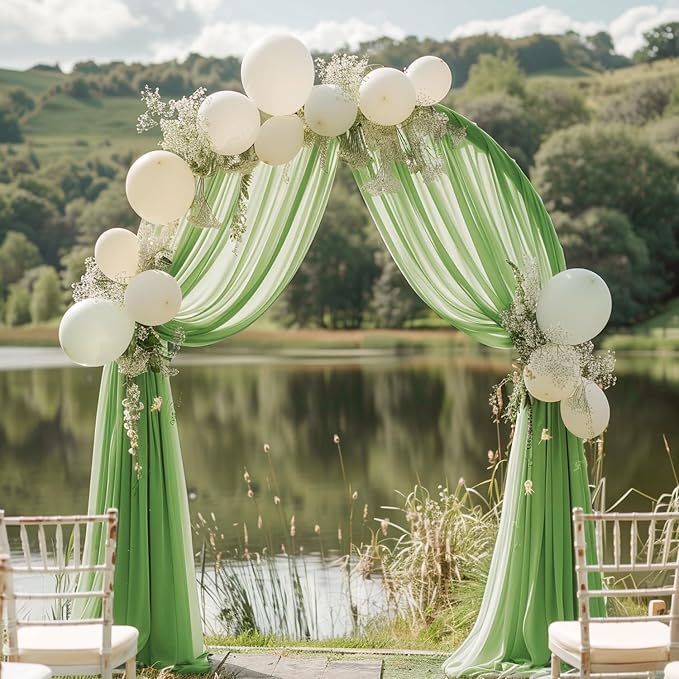 Wedding Arch Draping Fabric Backdrop Drapes 2 Panels, Sage Green | 28.7"x20FT - Image 5