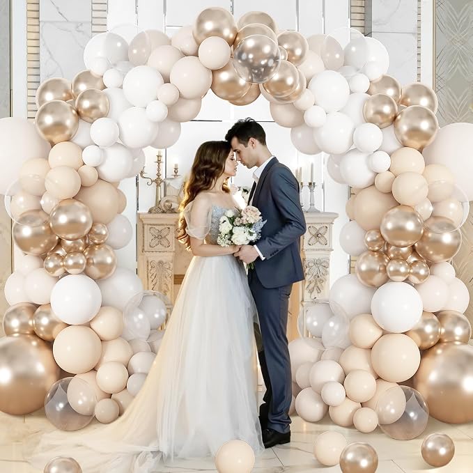 164Pcs White Sand Champagne Gold Balloons Garland Arch Kit | Different Sizes 18 - Image 4