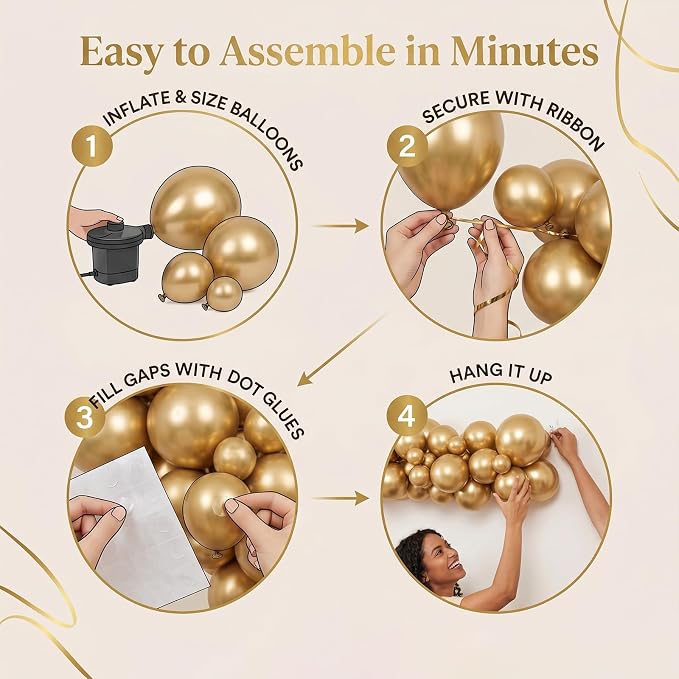 102pcs Gold Balloon Garland Arch Kit, 18 12 10 5 Inch Balloons | Balloons - Image 3
