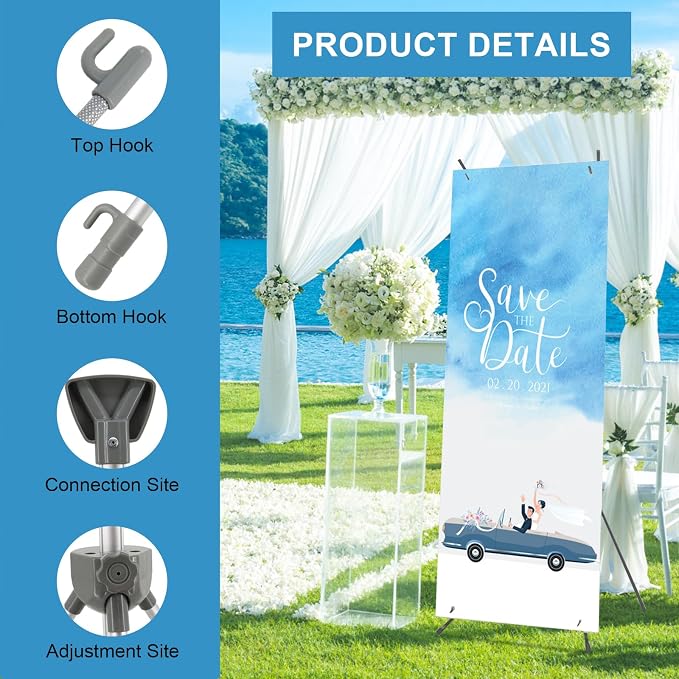 2 Pack X Frame Banner Stand Adjustable Size 23"X 63" to 32"X 78" - Image 3