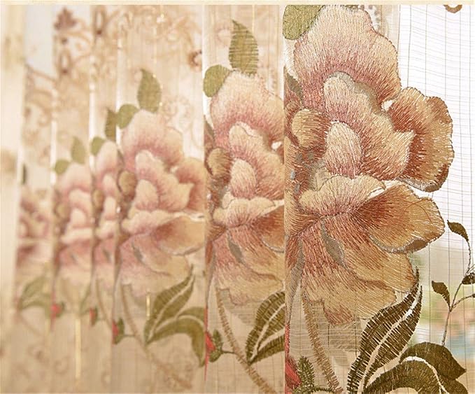 1 Panel European Embroidered Floral Sheer Curtain Rod Pocket Top | Royal - Image 8
