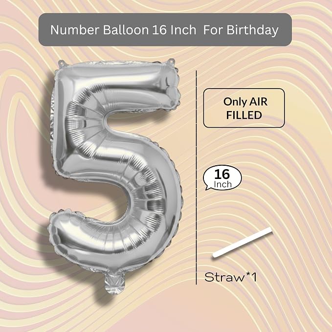 Gold Number Balloon 5 Mylar Foil Balloons 16 inch - Image 8