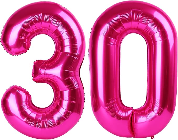 Hot Pink 40 Inch 30 Number Balloons, Balloon Decorations by Upgesy