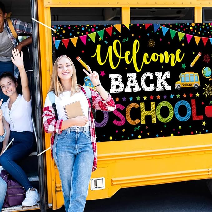 Welcome Back to School Backdrop, 72 x 44 Inch First Day of School Banner | - Image 6