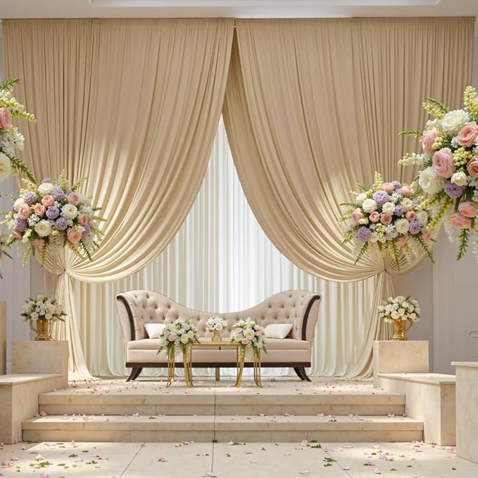50ft×12ft Wrinkle Free Champagne Backdrop Curtain - Image 2