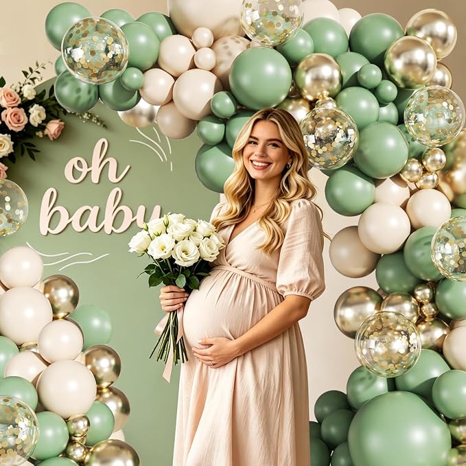 Sage Green Gold Balloons Arch Kit - Image 5
