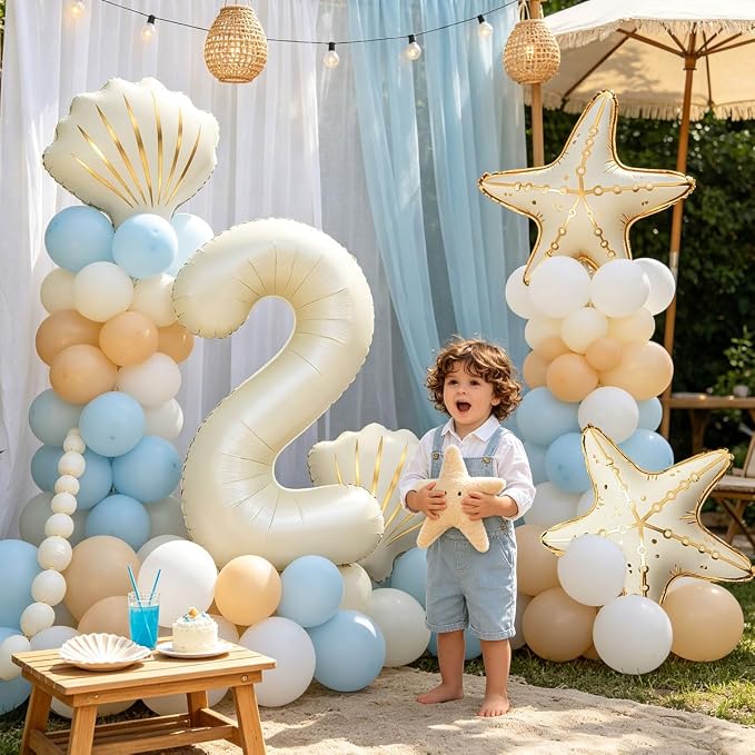 5 Pcs Starfish Seashell Balloons Set Under the Sea Party Decorations | 40 Inch - Image 4