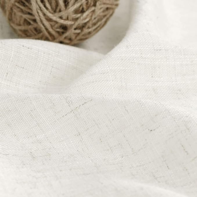 Cream 80 inch Linen Curtains for Doorway Semi Sheer Light Filtering Curtains - Image 4