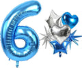 TONIFUL 6th Birthday Balloons Kit 40 Inch Blue Large Number 6 Foil Balloon | by TONIFUL