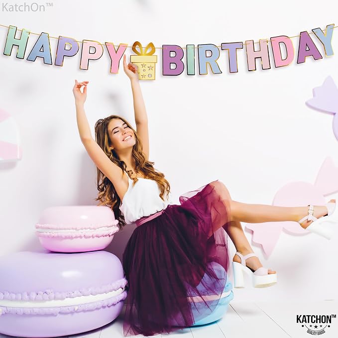 KatchOn Pastel Happy Birthday Banner - Image 7