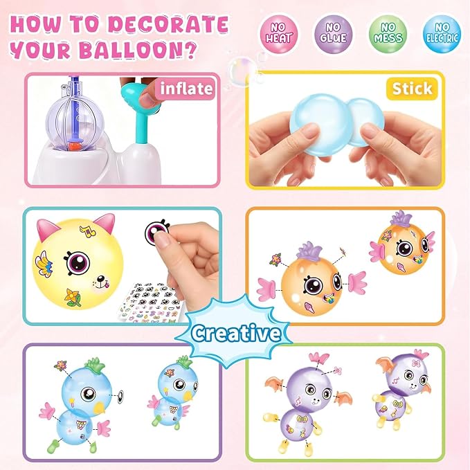 Magic Balloon Craft Kit, Funny Balloons Inflator Toy, DIY Sticky Balls - Image 3