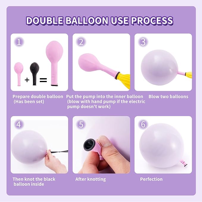 Pastel Pink Purple Balloon Garland Kit, Double Stuffed Lavender Balloons - Image 4