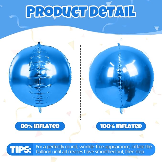 Blue and SIlver Round Balloons Foil, Metallic Blue Silver Balloons - Image 8