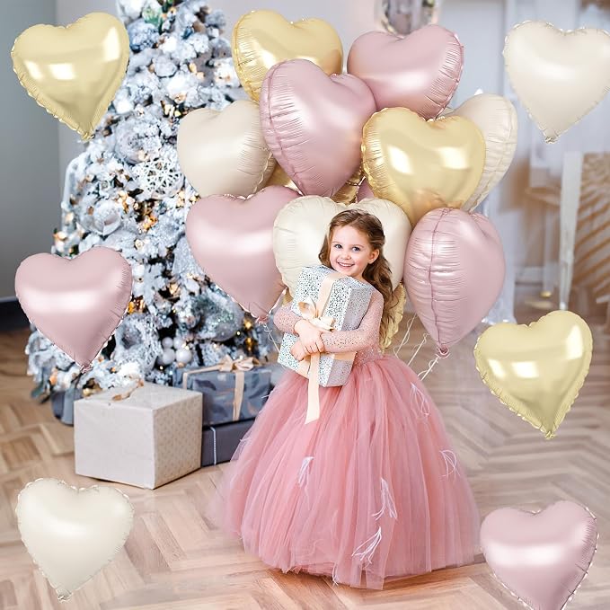 Dusty Pink Cream Heart Balloons - Image 3