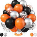 Black Orange Balloons 12 Inch Black Orange Silver Confetti Balloons Halloween by HILAVO