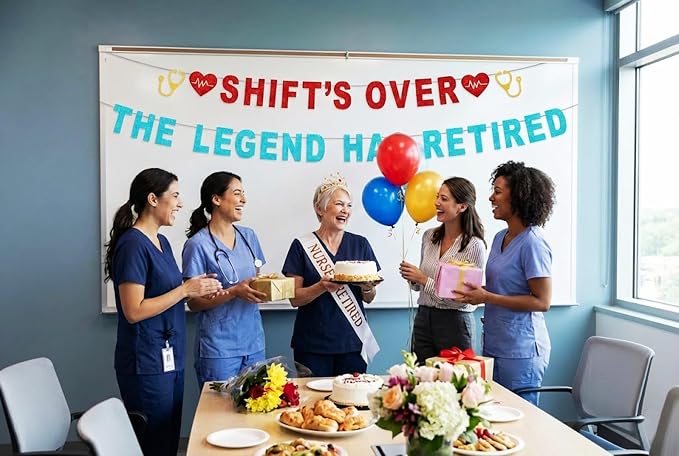 Shift's Over The Legend Has Retired Banner, Doctor Nurse Retirement Party - Image 3