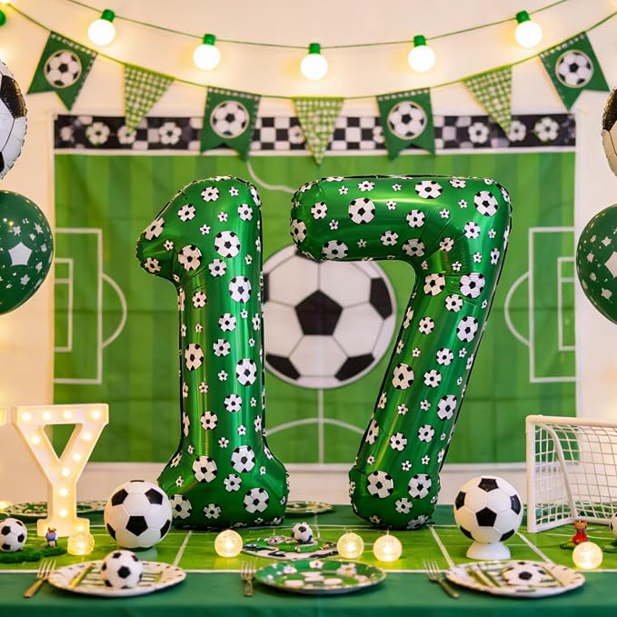 40 Inch Soccer Number 9 Balloons Large Foil Balloon Number 9 Birthday Deco | - Image 6