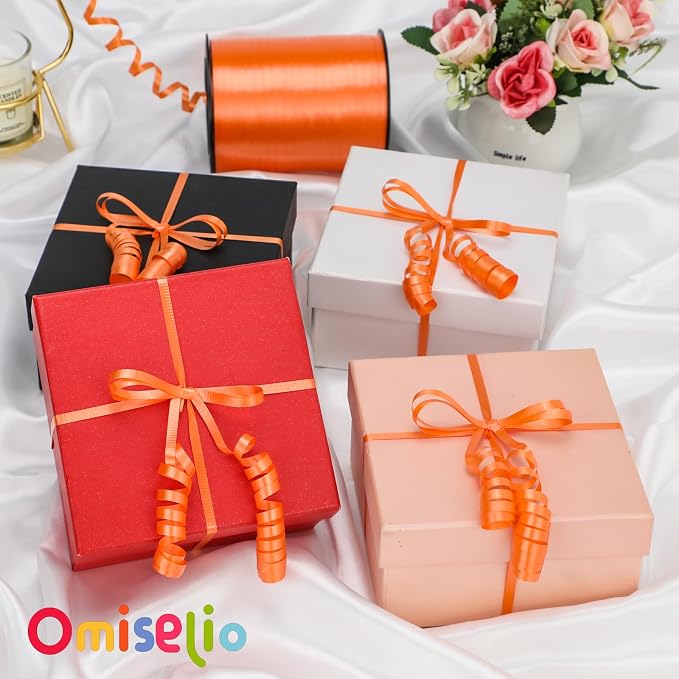 Orange Ribbon - 500 Yard Crimped Curly Orange Curling Ribbon - Image 2