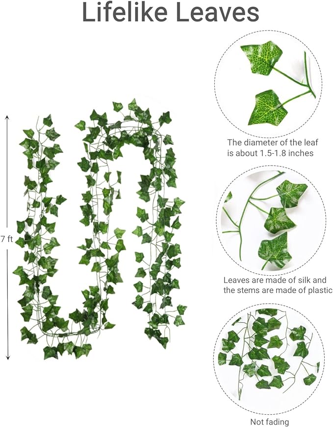 ARTKAIKE Fake Vines for Room Decor, Aesthetic Artificial Plant Ivy Leaves - Image 2